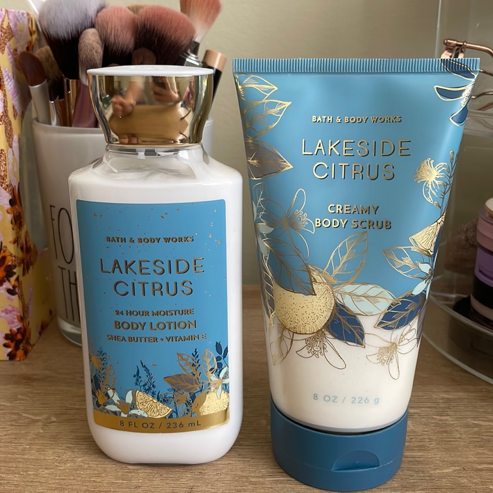 Brand new Lakeside citrus body lotion and scrub set!